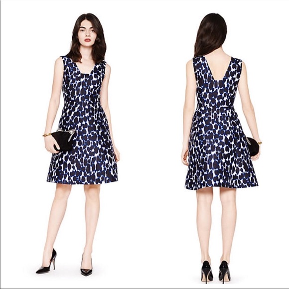 Kate Spade Blue Leopard Fit & Flare Dress - Picture 9 of 12